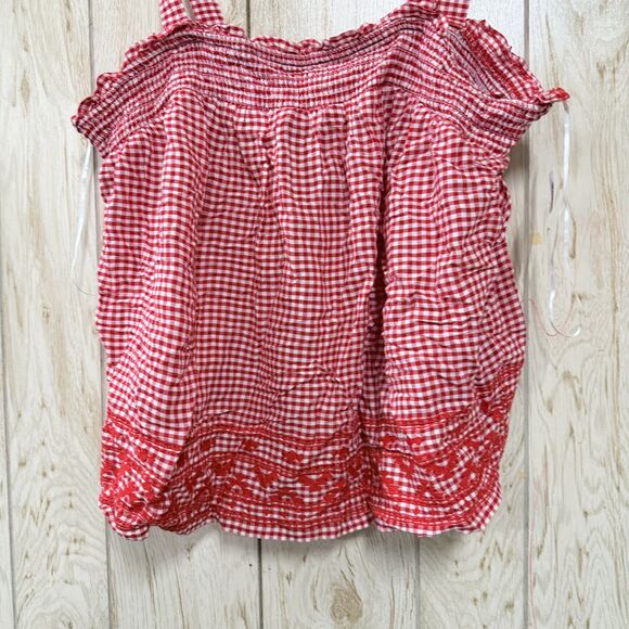 Old Navy Smocked Tie-Shoulder Red White Gingham Sleeveless Top - Picture 3 of 6
